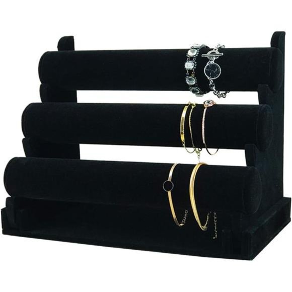 Other - VELVET 3 Tiers Bracelet Holder, Black Velvet Jewelry Organizer Stand and Display